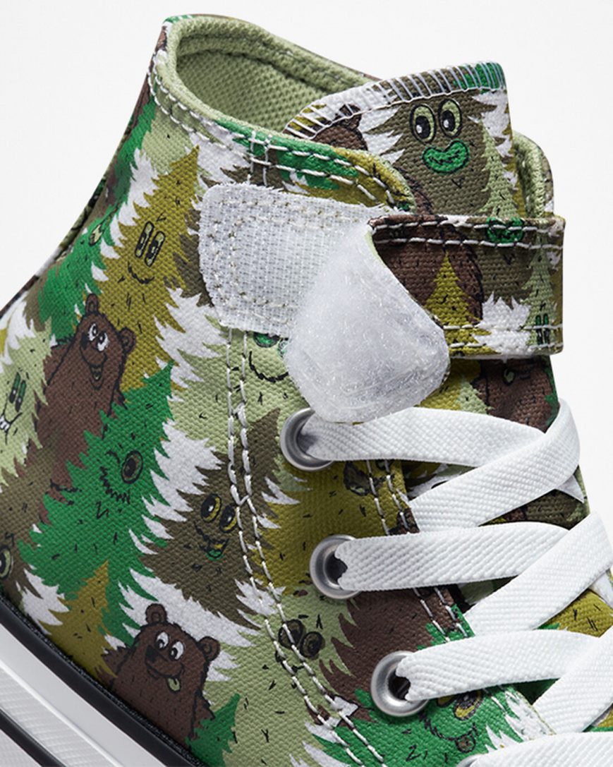 Tenisky Vysoke Converse Chuck Taylor All Star Easy-On Forest Camo Chlapcenske Biele Zelene | SK PGSCJ1